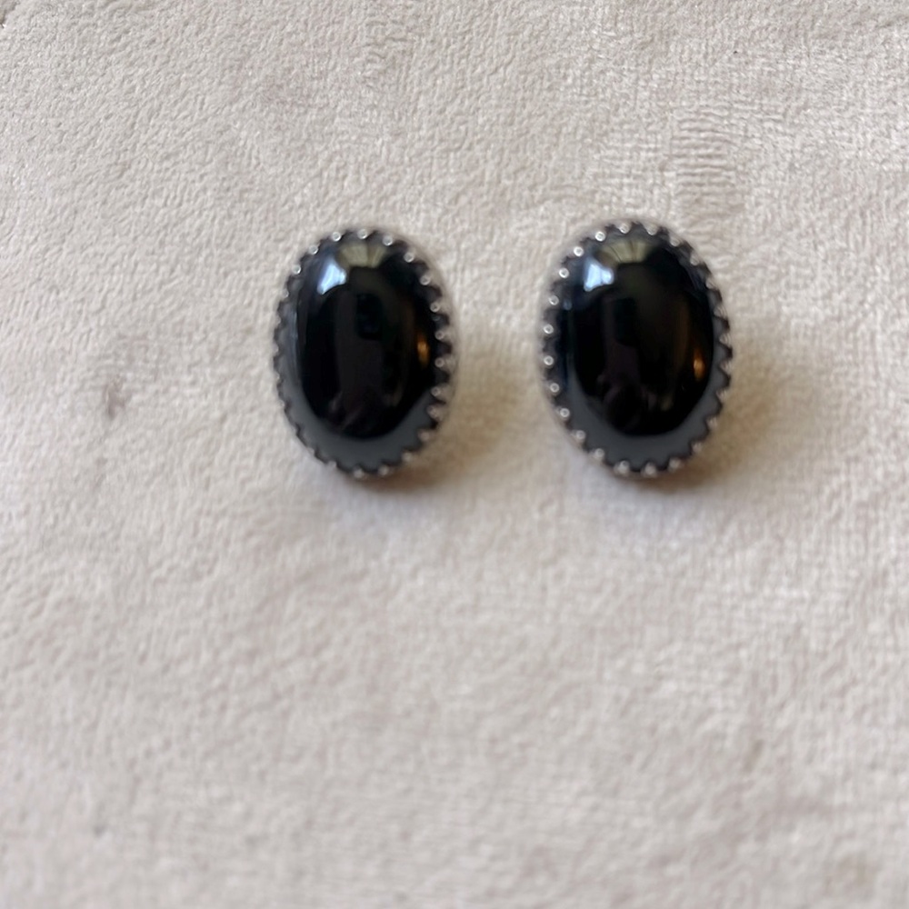 Sterling silver and black onyx earrings